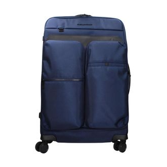 Piquadro Cabin Bags, male, Blue, Size: ONE SIZE Blue Fabric Luggage with Adjustable Handle
