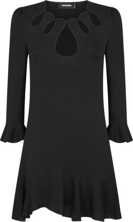 Dsquared2 cut out-detail long-sleeve minidress - women - Acetate/Silk - 38 - Black