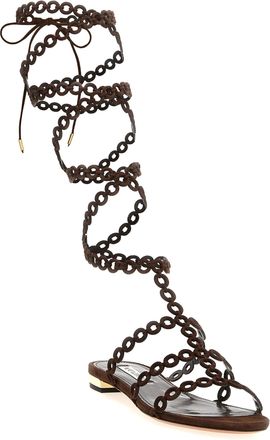 Aquazzura Womens Brown Goatskin Flat Sandals