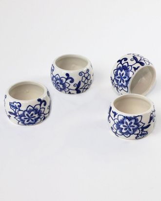 Euroceramica Blue Garden Napkin Rings (Set Of 4)