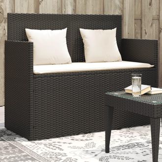 vidaXL Vidaxl - Banco De Jard&iacute;n Con Cojines Rat&aacute;n Sint&eacute;tico Negro
