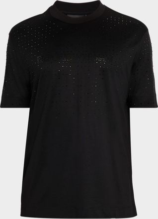 Emporio Armani Mens Clubwear Cotton-Lyocell Jersey Rhinestone Logo T-Shirt
