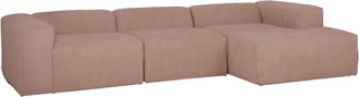 Deco Wood Sofá 5/6 plazas 3 módulos y chaise longue derecho bouclé rosa