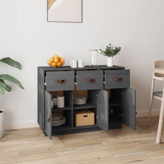 Berkfield Home Sideboard Grey 100x40x75 cm Solid Wood Pine | Size: 100 x 40 x 75 cm