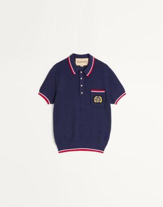 Valentino Polo In Cotone Con Patch Vg Uomo BLU XXL