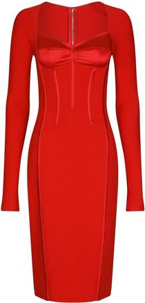 Dolce & Gabbana long-sleeve corset dress - women - Silk/Silk/Nylon/Rayon/Spandex/Elastane/Spandex/Elastane - 42 - Red