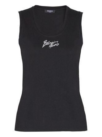 Balmain Logo Cotton Tank Top