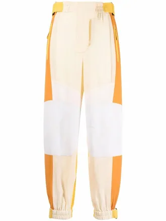 Stella McCartney Lacey patchwork-design tapered trousers - women - Silk - 36 - Neutrals