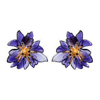 Nina Ricci Accessoires, Dames, Paars, ONE Size, Pistil Bloom Bloem Oorbellen