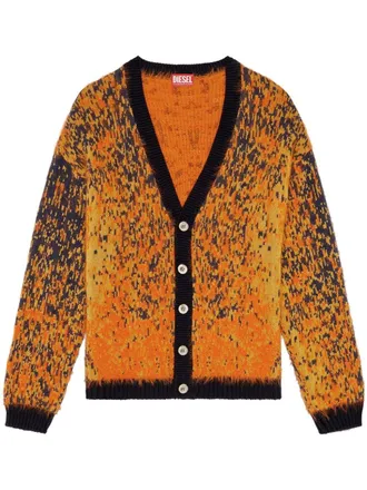 Diesel brushed cardigan - men - Polyamide/Cotton/Acrylic/Wool/Viscose - S - Orange