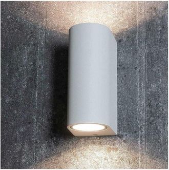 Trade Shop Trade Shop Traesio - Trade Shop - Applique Da Esterno Cilindro Up&down Lampada Da Parete Giardino 2xgu10 Ip65 Es14 - Blanco
