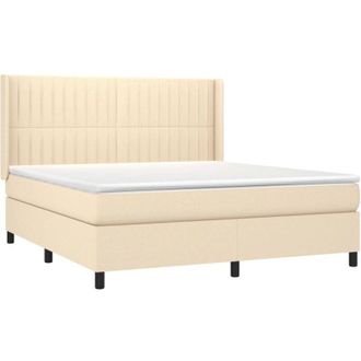 vidaXL Vidaxl - Cama Box Spring Colch&oacute;n Y Luces Led Tela Crema 160x200 Cm