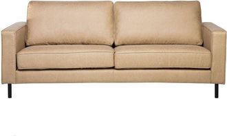 Beliani Beliani - Modern Minimalist Faux Leather Sofa 3 Seater Cushions Metal Legs Beige Savalen