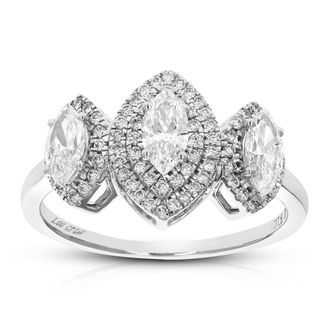 Vir Jewels 1 cttw Lab Grown Diamond 3 Stone Engagement Ring in 14K White Gold For Women