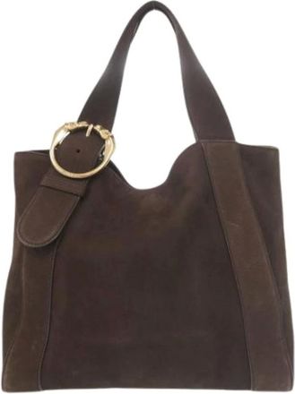 Gucci Pre-owned Tote Bags, female, Brown, Size: ONE SIZE Pre-owned Vintage Leather Tote Bag