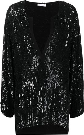 P.A.R.O.S.H. long-sleeve sequin blouse - women - Polyester/Sequin - M - Black
