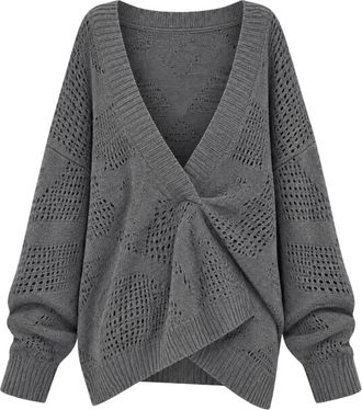 Akep Pullover a V - - Knitwear - Donna - Grigio - S