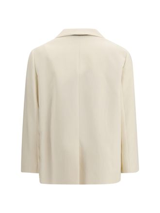 Brunello Cucinelli Womens Fluid Twill Jacket Viscose And Linen With Monile Panna