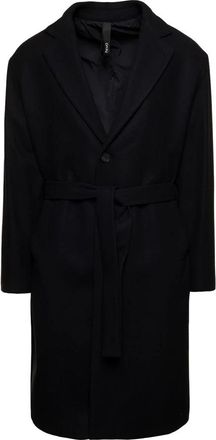Hev&ograve; Single-Breasted Coats - Heren - Jas met riem - Zwart - 2XS - Wol - Jassen