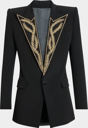 Balmain Mens Leaves Peak Lapel Single-Button Dinner Jacket