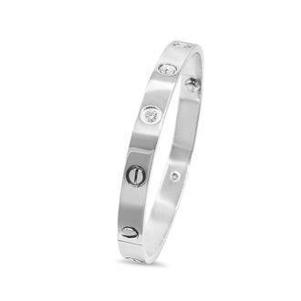 Cartier Classic White Gold 4-Diamond Love Bracelet size 17