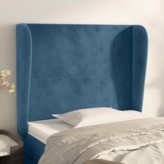 vidaXL Cabecero Con Orejas De Terciopelo Azul Oscuro 83x23x118/128 Cm Vidaxl