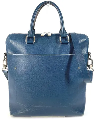 Louis Vuitton Blue Ocean Taiga Leather Shoulder Bag Tote Bag (Pre-Owned)