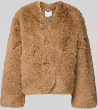 Rich & Royal Kunstfell Jacke mit Kunstfellbesatz in Sand, Größe 34