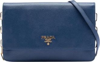 Prada Pre-owned Cross Body Bags, female, Blue, Size: ONE SIZE Pre-owned Wallet on Chain