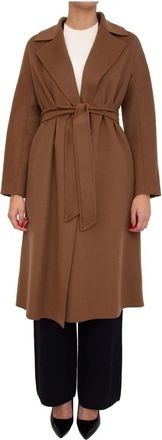 Max Mara Cles Coat - Dames - Jas met riem - Bruin - 2XL - Wol - Jassen