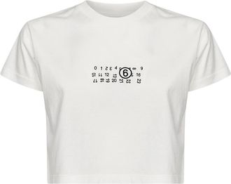 Maison Margiela Overdyed Jersey Printed T-Shirt - Dames - T-shirts - Wit - S - Katoen - Tops