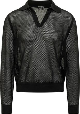 Tom Ford LS Buttonless Polo - Heren - Polos - Zwart - M - Tops