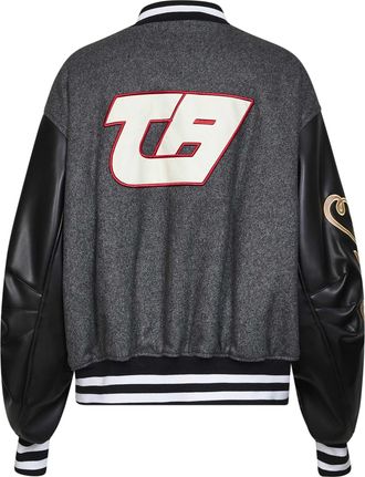 The Attico Womens Varsity Jacket Wool-Blend Dark Grey Bomber