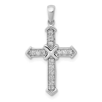 Diamond2Deal 14K Gold Passion Lab Grown Diamond Cross Pendant (0.17ct, VS, G-H)