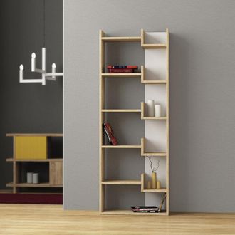 Decortie Decortie - Oppa Modern Bookcase Display Unit Tall 162.4cm - Oak / White - Oak