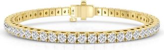 Grown Brilliance 1.00 Carat Yellow Gold Over Sterling Silver Round Cut Lab Grown Diamond 7 Prong Set Tennis Bracelet- Color/Clarity-G+VS