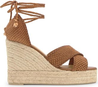 Castaner Becca Sandal - Dames - Sleehakken - Bruin - 37 EU - Leer - Schoenen