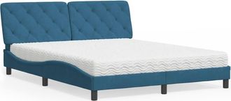 vidaXL Vidaxl - Cama Con Colch&oacute;n Terciopelo Azul 160x200 Cm