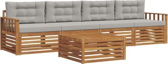 vidaXL Conjunto De Sof&aacute;s De Exterior 5 Uds. Gris Natural Y Claro Vidaxl