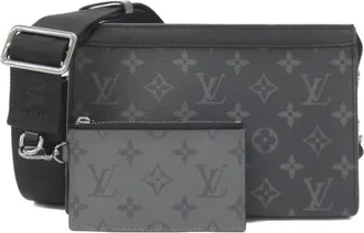 Louis Vuitton Black Gris Coated Canvas Pouch Shoulder Bag (Pre-Owned)