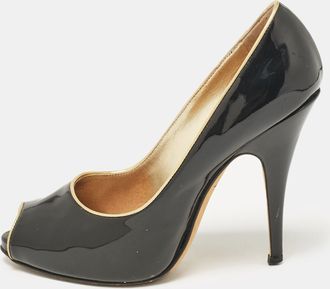 Giuseppe Zanotti Black Patent Leather Peep Toe Pumps