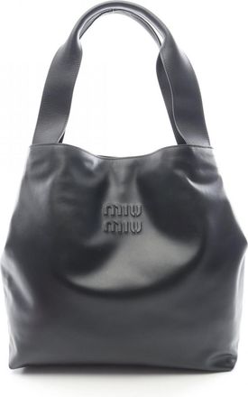 Miu Miu Black Leather Handbag Tote Bag (Pre-Owned)
