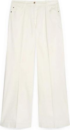 Fiorella Rubino Wijde Katoenen Broek - Dames - Wijde Broeken - Wit - XL - Katoen - Broeken