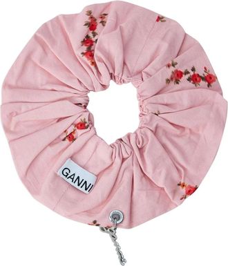 Ganni Goma de pelo de algod&oacute;n estampada - Accessories - Mujer - Rosa - ONE SIZE