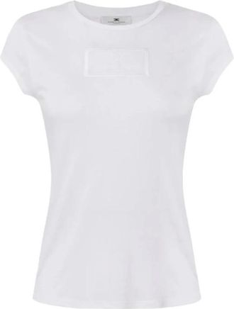 Elisabetta Franchi Jersey T-shirt met Vleugel Schouders - Dames - T-shirts - Wit - XL - Tops