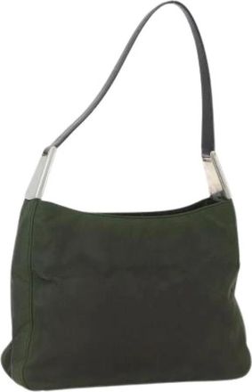 Prada Pre-owned Shoulder Bags, female, Green, Size: ONE SIZE Pre-owned Nylon Shoulder Bag