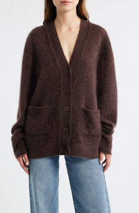 LoveShackFancy Applene Cashmere Cardigan in Chocolate Brown at Nordstrom, Size Small