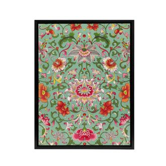 Artery8 Owen Jones Colorful Chinese Floral Pattern Framed Canvas Art Print | Size: W24 x H32