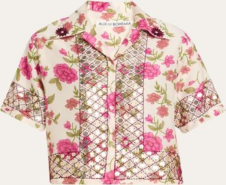 Alix of Bohemia Stevie Embellished Cropped Shirt