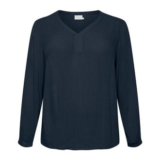 Kaffe Curve Midnight Marine Blouse met Lange Mouwen - Dames - Blouses & Shirts - Blauw - Maat: 2XL
